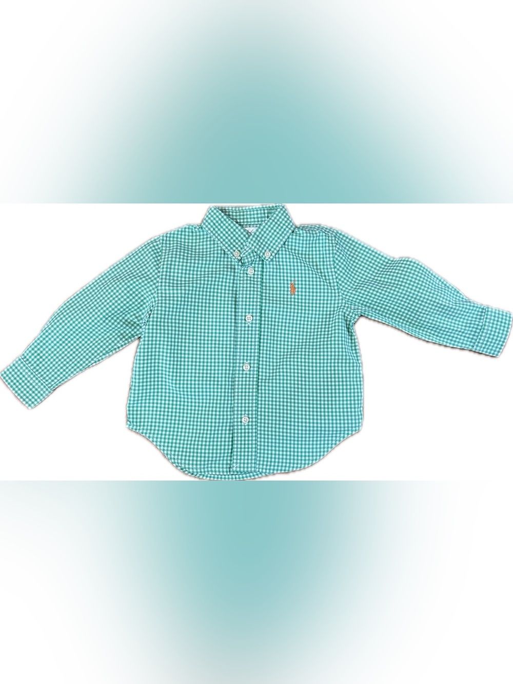 Ralph Lauren Baby Boy Teal Gingham Button-Down Shirt 18M